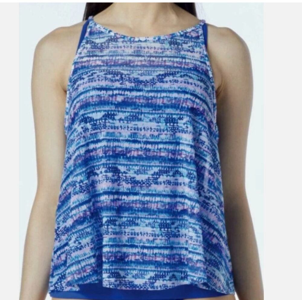 Contours Coco Reef Mesh Layer Tankini Top Womens 14/38C Ultra Blue Summer